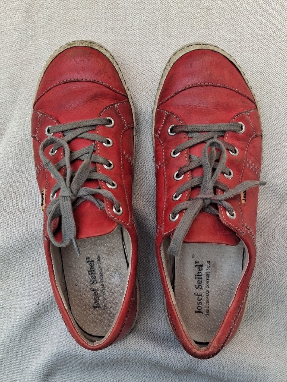 Josef Seibel Red Leather Comfort Sneakers US 6.5 (EU 37) - Picture 6 of 9